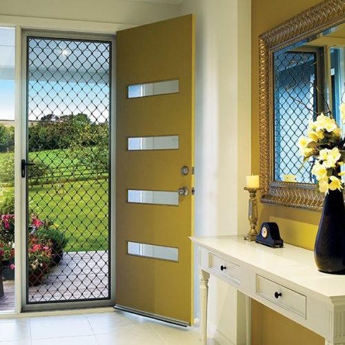 SecuraMesh Diamond Grille door interior to outside view.