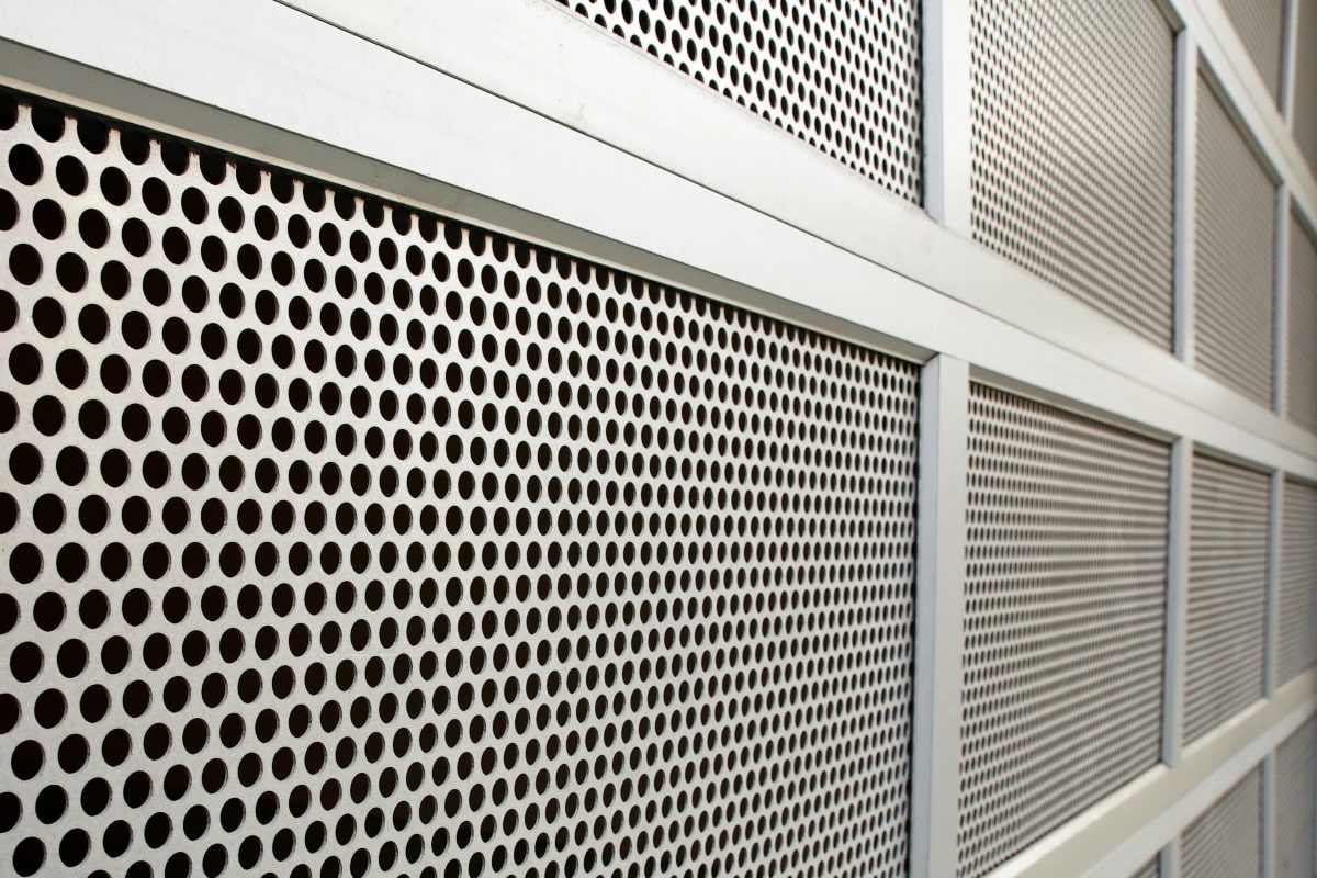 Close up of garage security door.